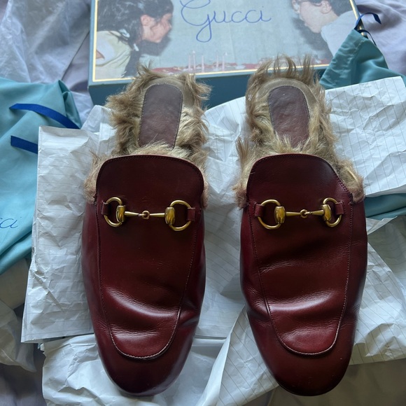 Gucci Horsebit fur lined Ruby leather slippers - Picture 1 of 2